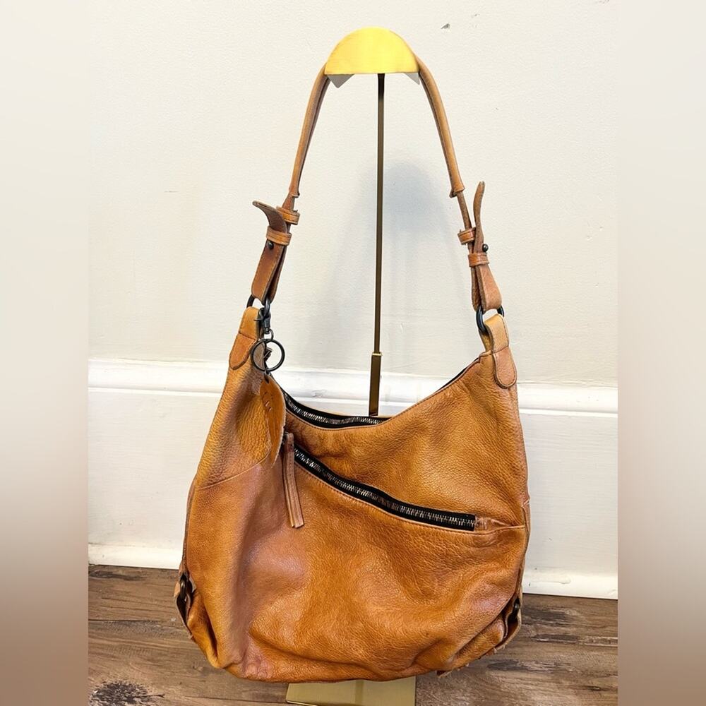 Amsterdam heritage brown leather slouchy hobo metal copper high quality